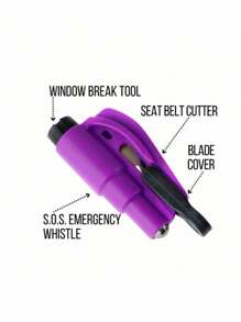 1 Stück 2-in-1 Mini Autofensterbrecher und Gurtschneider (zufällige Farbe)