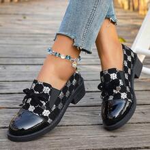 女士时尚蝴蝶结装饰乐福鞋 - 透气天鹅绒一脚蹬鞋，厚底适合所有季节