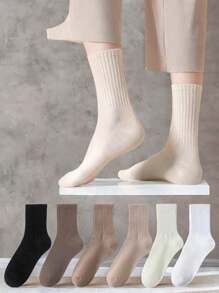 Zestaw 6 par wielokolorowych jednolitych skarpetek, najlepiej sprzedające się skarpetki sportowe unisex casual crew