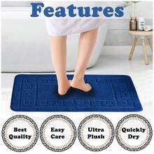 VELVETIO Bath Mat Set 2 Piece Non Slip Rubber Pedestal And Bath Mat Set Toilet Greek Bathroom Rug New - Royal Blue - View 5