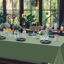 1pc Green Plastic Tablecloth | Light Green Disposable Waterproof Tablecloth, 4 Green Color Options, Sage Green Tablecloth, 54x108 Inches, Fits 6-8 Ft Rectangular Tables, Indoor Outdoor Party, Birthday, Wedding, Baby Shower Decor