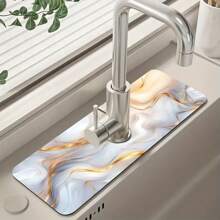 1 Stück Badematte mit Marmorprint, saugfähig und schnelltrocknend, wasserdicht und rutschfest für Badezimmer, Küche, Büro, Gewerbe, Bauernhof, Zuhause, dekorative Abtropfmatte für Wasserhähne