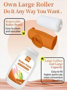 1 Bottle White Wall Paint, Large Roller For Wall Repair Tool, Large Roller For Water-Based Latex Paint, Best Choice For Removing Wall Stains - one-size - View 6