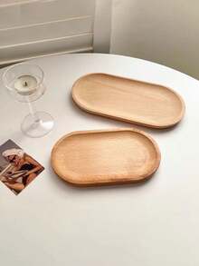 1 pièce Plateau en bois, plateau de service en bois rond/carré/ovale, petite assiette en bois pour le lait, les collations, la photographie, en bois de hêtre, simple et