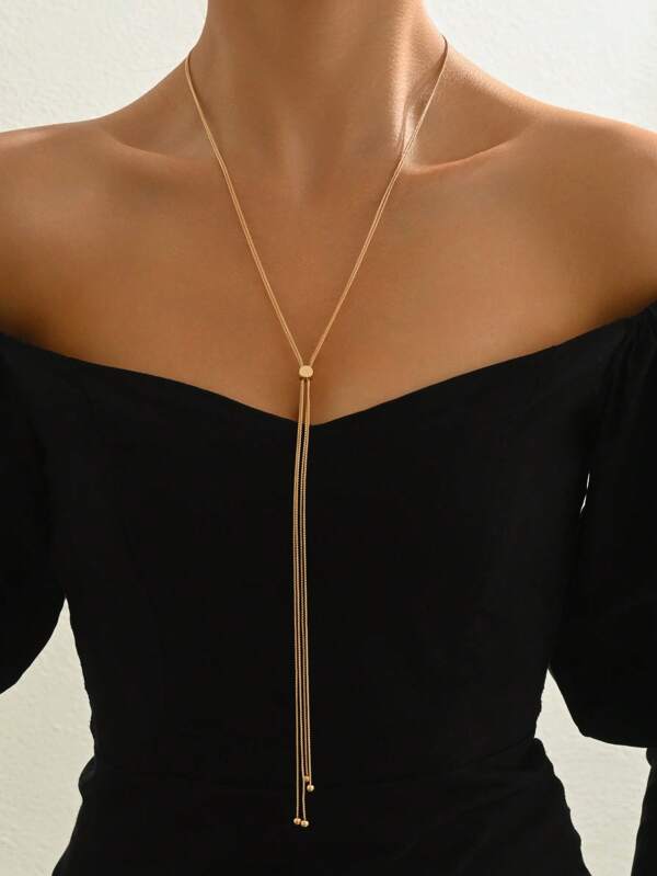 1pc New Fashion Simple Adjustable Snake Bone Chain Y-Shape Long Sweater Chain, Versatile Daily Accessory