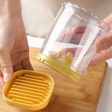 1pc Stainless Steel Fruit Slicer, Strawberry Slicer With Manual Push Board For Quick Slice, Rectangular Blades, Essential Kitchen Tool, Suitable For Fruit Salad Preparation, Applicable For Home, Restaurant, Fruit Store, RV