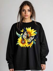 6pcs Sunflower & Butterfly Clothing Print Pattern Heat Transfer Vinyl Sticker, For Clothes Hot Press Paste - Mixed Color - View 7