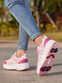 1 paio di pattini da ragazza per principianti con ruote rimovibili, pattini inline e scarpi sportivi 2-in-1