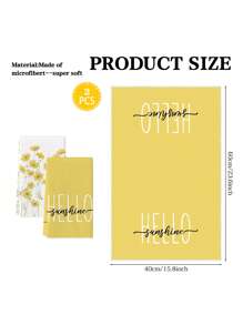 2 Pcs Yellow Daisy Kitchen Towels Spring Summer Decorative Dish Towels Super Absorbent Bar Drying Cloths Hello Sun Hand Towels Kitchen Bathroom Party Home Decor