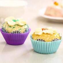 12 Khuôn bánh cupcake muffin silicon hình tròn, khuôn bánh pudding, khuôn bánh hấp (Màu ngẫu nhiên) - nhiều màu - Xem 2
