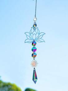 1 pieza Atrapasol de cristal de ventana en forma de loto, colgante de coche de cristal opalo, captador de luz solar para interiores, decoración para ventanas, jardín y salón soleado como regalo para mamá