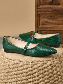 1 par de zapatos planos de punta fina para mujer suave, cómodos para el trabajo, versátiles mocasines slip-on, zapatos casuales de bailarina con tacones bajos