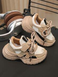 1双儿童运动鞋2025新款男童网眼EVA软底休闲鞋钩环防滑女童跑步鞋 - 卡其色 - 查看 5