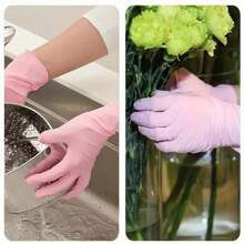 100PCS Pink, White, Blue, Purple, Black Disposable Nitrile Gloves, Waterproof And Anti-Static Multi-Purpose Gloves, Very Suitable For Kitchen, Dishwashing, Cleaning, Beauty Salon, Hair Dyeing, Hotel, Waterproof, Cleaning, Laundry, Latex-Free, Powder-Free