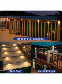 4pcs-Solar Deck Light, Waterproof, Suitable For Outdoor Stairs, Steps, Fences, Railings, Courtyards And Terraces, Solar Deck Light Outdoor, Solar Step Light Waterproof LED Solar Light For Outdoor Stairs, Steps, Fences, Courtyards, Terraces And Access (Warm White)