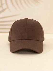 1 咖啡棕色简约低调棒球帽，硬边可调节尺寸硬边棒球帽，男士时尚老爹帽