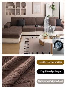 1 Stück Plüsch Jacquard rutschfeste Anti-Splash Sofasitzüberzug, weich und hautfreundlicher moderner Stil elastischer Sofahusse, geeignet für alle Jahreszeiten, hundesicher, passend für L-förmige Kombinations-Sofas und 1/2/3/4-Sitzer-Sofas (einzeln verkauft)