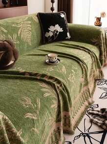1 pièce Couverture de sofa en chenille, motif feuille bohème, doux, adapté aux animaux de compagnie, lavable en machine, 100% polyester, avec housse de protection de sofa pour chambre à coucher, salon, décoration de maison, housse de sofa, housse de canapé, décoration de salon, décoration de pièce