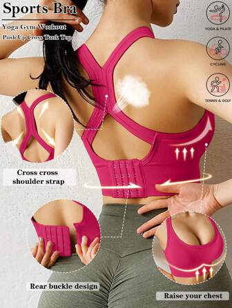 Yoga Sports Bra Wireless Gym Tops Underwear Cross Top Sports Tank Push Up Bras Hockproof Running Lingerie