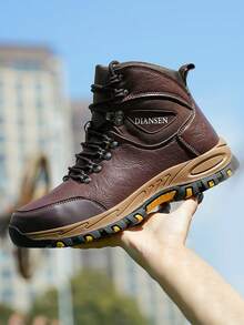 1 Pair Brown Leather Men's Steel Toe Boots Anti-Puncture Anti-Smash Anti-Shock Non-Slip Work Shoes Comfortable Safety Boots Safety Work Boots For Construction And Outdoor Hiking Daily Repairs Safety Trainer Work Trainer Safety Shoes Suit For Construction Workers Factory Manufacturing Workers Warehouse Logistics Staff Miners Mechanics Automotive Technicians Landscapers Gardeners - 棕色 - 查看 5