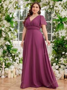 UNITHORSE Vestido maxi elegante con escote en V profundo sin tirantes, cintura plisada y efecto estilizante para mujer, vestido de dama de honor para ocasiones elegantes