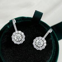 1 par de brincos de diamante femininos de 1 ct, prata esterlina 925, moissanita VVS1, joias de noiva, caixa de presente incluída