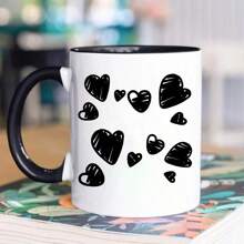 Black And White Creative Love Pattern Mug, Material: Porcelain Back To School