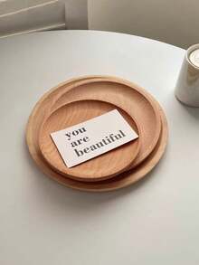 1 pièce Plateau en bois, plateau de service en bois rond/carré/ovale, petite assiette en bois pour le lait, les collations, la photographie, en bois de hêtre, simple et