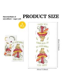 2 Pcs Bohemian Frog And Mushroom Kitchen Towels Super Soft Microfiber Hand Towels Cartoon Botanical Design Knitted Microfiber Farmhouse Tea Towels Bathroom And Home Decor