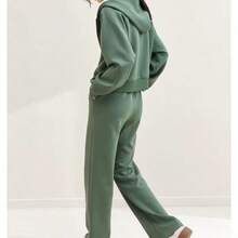 Sweatshirt Set With Pocket - Mint Green - View 2