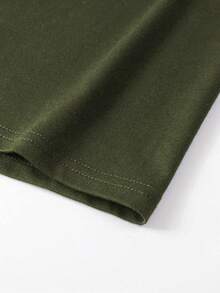 Camiseta de manga corta y cuello redondo con estampado de mapa náutico para hombres de talla grande, para verano - Verde militar - Ver 6