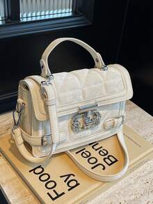 Túi xách nhỏ cao cấp dành cho nữ, mẫu thời trang mới 2026, túi đeo chéo mùa hè, túi cầm tay nhỏ hình vuông đa năng được các ngôi sao mạng ưa chuộng. - trắng - Xem 3