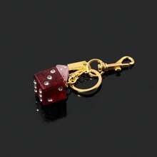 1pc Luxury Pink Dice Pendant, Creative Retro Crystal Epoxy English Letter Keychain, Student Girl Bag Charm, Mother's Day Gift, Funny Party Favor, Fashion Unisex Game Prize - Pink - View 9