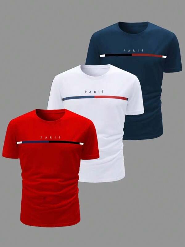 Kit 3 Camisetas Masculina Camisa Casual 100% Algodão Versátil Confortável Esportiva Blusa Para o Verão Unissex Básico Premium Streetwear Primavera