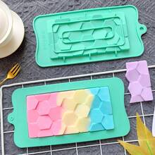 1pc Reusable Silicone Hexagon Chocolate Cookie Mold, Handmade Baking Tool For DIY Kitchen - Green - View 2