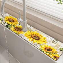 1 pezzo, Tappetino assorbente per rubinetto con motivo a girasole in diatom ooze, tappetino anti-sgocciolamento per il bagno, antiscivolo e antimacchia per accessori da cucina.