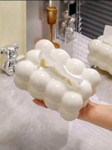 1pc Plastic Tissue Box, Light Luxury Creative Solid Color Tissue Box, Suitable For Bedroom, Living Room And Car, Home Decoration,