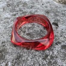 复古超大不对称棕色亚克力树脂粗手镯,女士手镯,哥特几何吊坠手镯,情侣首饰礼物 - 彩色 - 查看 17