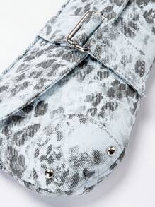 Blue Animal Print Underarm Bag, Leopard Rivet Motorcycle Style Shoulder Bag, Shaped Women's Handbag Casual Underarm Bag, Y2K Hobo Bag, Crescent Bag, Street Style Holiday Gift For Teen Girls, Party, Daily Wear, Work. Leopard Rivet Bag Spring Summer New Arrival