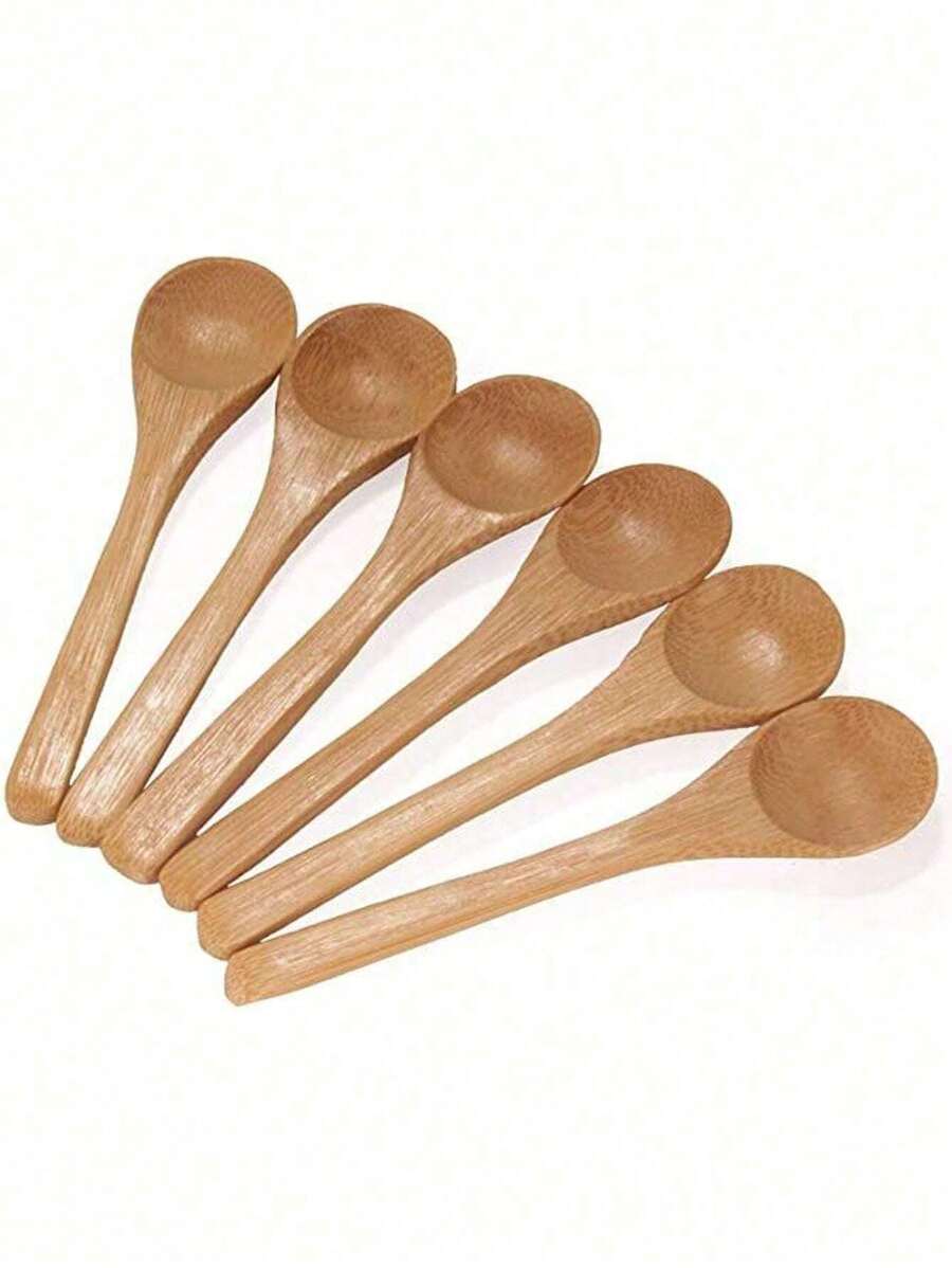 1/10/20 piezas Cucharas de bambú de mango largo, cucharas de sopa redondas pequeñas, cucharas de café, cucharas para miel y condimentos, adecuadas para café en casa, cocina creativa, cocinas, regalos de Navidad, útiles escolares