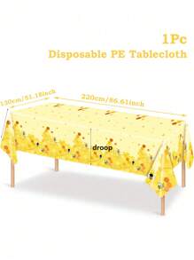 1 Stück 220 * 130 cm Einweg-Tischdecke aus Kunststoff im Bienenstock-Stil, Themenparty, Tischdecke für Geburtstagspartys, wasserdicht und leicht zu reinigen
