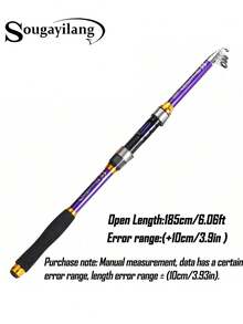 SOUGAYILANG Portable Telescopic Saltwater Fishing Rod - Collapsible Travel Rod For Lightweight Angling - Purple - View 14
