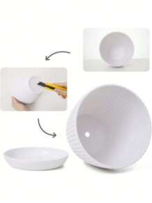 1pc Simple Plastic Resin Delivery Tray Thickened Green Plant Potted Pot Colorful Round Pot Vertical Striped Flower Pot