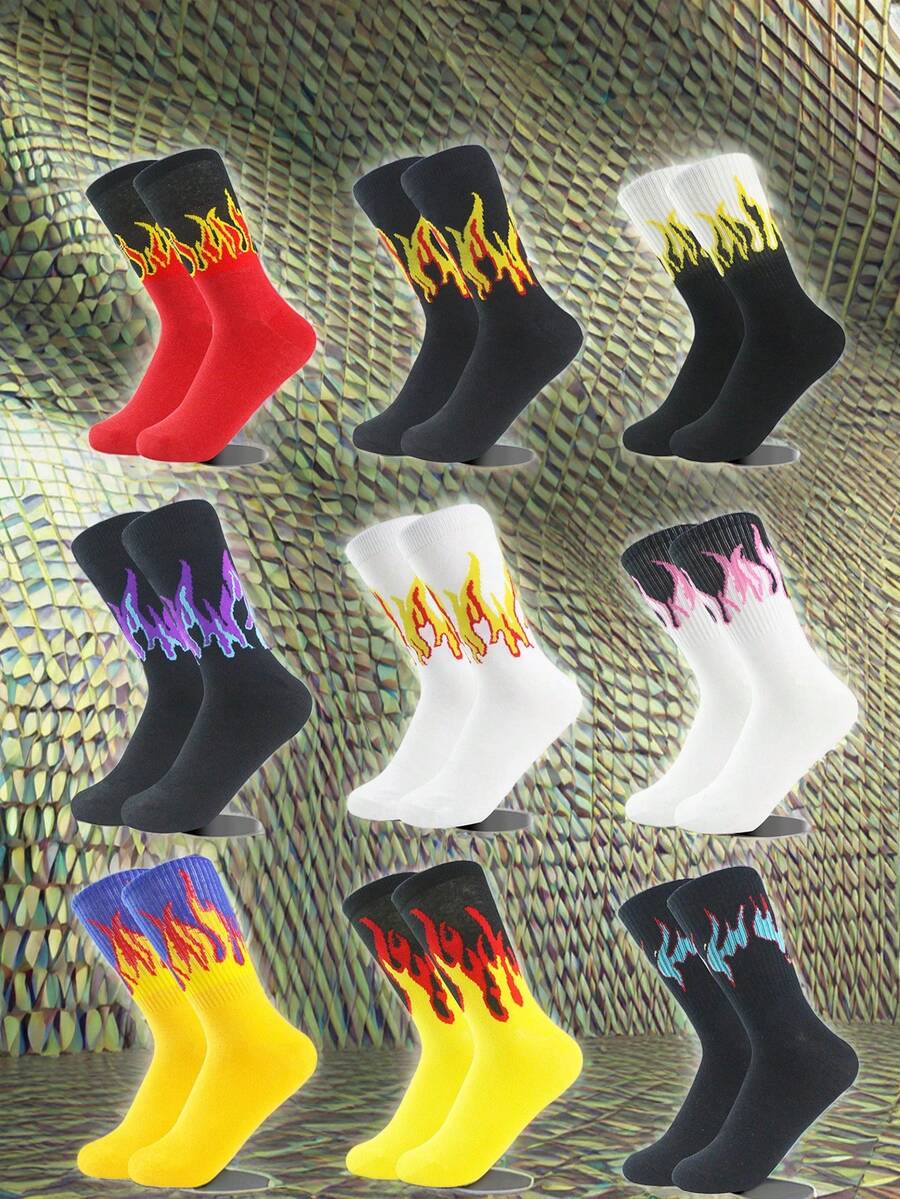 1/2/5/10 Pairs Unisex Crew Socks - Multicolor - View 1