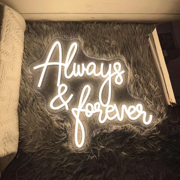 Luci al neon ambientali "Per sempre e sempre", decorazioni a parete romantiche a LED per matrimoni, proposte di matrimonio, negozi, feste, bar, sale giochi, tatuaggi, soggiorni, camere da letto, per creare un'atmosfera domestica, alimentate tramite USB