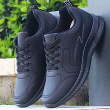 Sapatos Casuais de Couro Masculinos, Tênis Esportivos Antiderrapantes, Sapatos de Trabalho Pretos Leves, de Sola Macia e Confortáveis