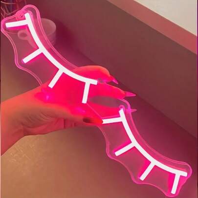 1 pezzo ciglie finte rosa a LED, dimensione: 5*25cm, Insegna al neon per ciglie con dimmer - Decorazione da parete elegante per camera da letto, attività di estensione ciglie o camera cool, alimentato tramite USB, facile da appendere, decorazione da parete camera da letto | Opera d'arte moderna | Insegna facile da appendere