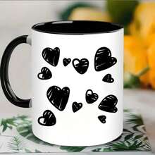 Black And White Creative Love Pattern Mug, Material: Porcelain Back To School