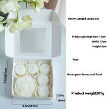 6 件套牡丹花香薰蜡烛套装，无烟大豆蜡烛装饰品，适合母亲节、婚礼、毕业典礼、生日、情人节送给家人和朋友的礼物