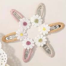 6 件波西米亚雏菊布艺发夹套装 - 混合颜色，百搭配饰，波西米亚风格，适合女孩 - 多色6pcs - 查看 7